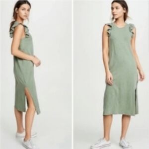 Sundry T-shirt midi dress with ruffles on shoulders.